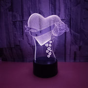 Loving Heart With Rose valentine gift Name 3D Effect Optical Illusion Table Lamp