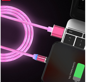 Compatible with Apple , LED Magnetic USB Phone Cable Micro Type C Charger Fast Charging Magnet Charge Cord