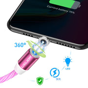 Compatible with Apple , LED Magnetic USB Phone Cable Micro Type C Charger Fast Charging Magnet Charge Cord