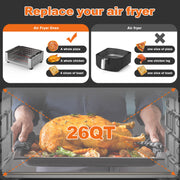 Geek Chef Air Fryer 6 Slice 26QT 26L Air Fryer Fry Oil-Free   Extra Large Toaster Oven Combo   Air Fryer Oven  Roast  Bake   Broil  Reheat   Convection Countertop Oven   Stainless St